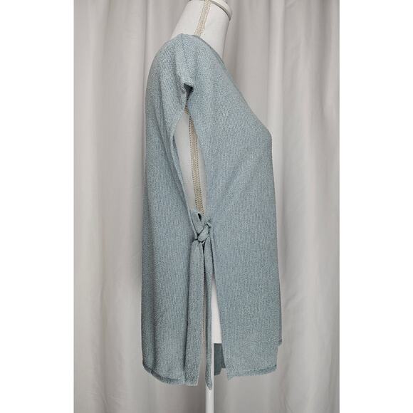 H&M KNIT TUNIC TOP – GRAY-BLUE – SIZE XS – SIDE SLITS WITH TIES – 25" LENGTH - Picture 4 of 9